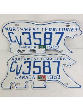 Set 1983 Northwest Territories Polar Bear License Plates 1985 Tags Commercial